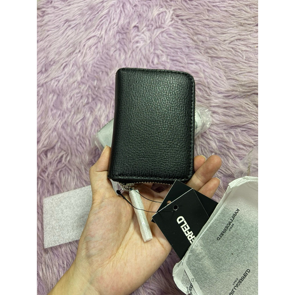 ORIG & IMPORTED Karl Lagerfeld KL Maybelle Small Zip Around Black Coin Card Wallet