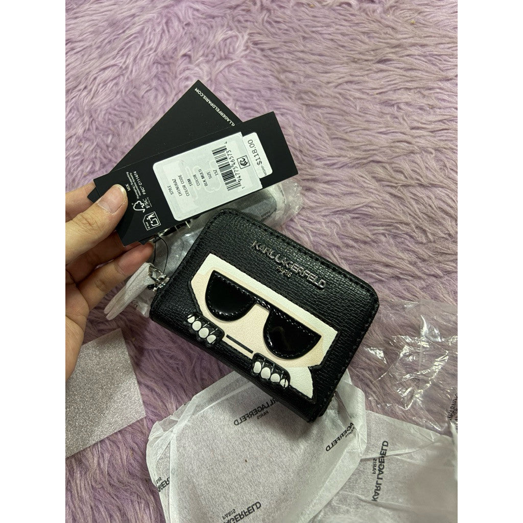 ORIG & IMPORTED Karl Lagerfeld KL Maybelle Small Zip Around Black Coin Card Wallet