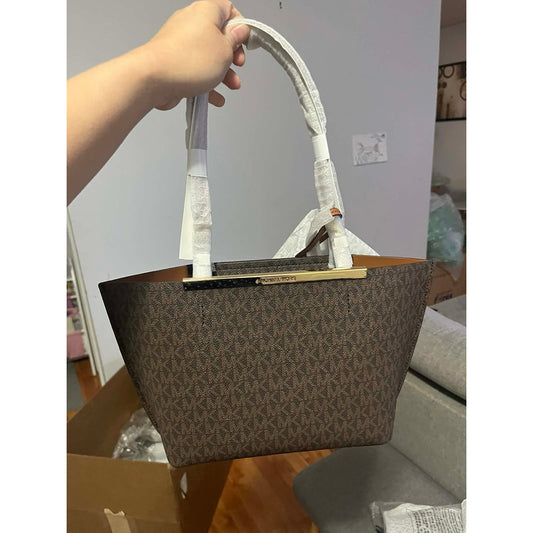 ORIG & IMPORTED MK Evelyn Small Tote Bag Brown/Taupe/Black