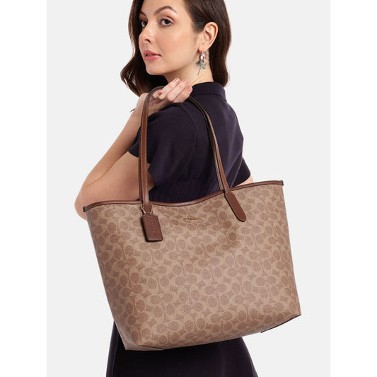 ORIG & IMPORTED CCH Large City Tote Bag In Signature Canvas Tan/Brown