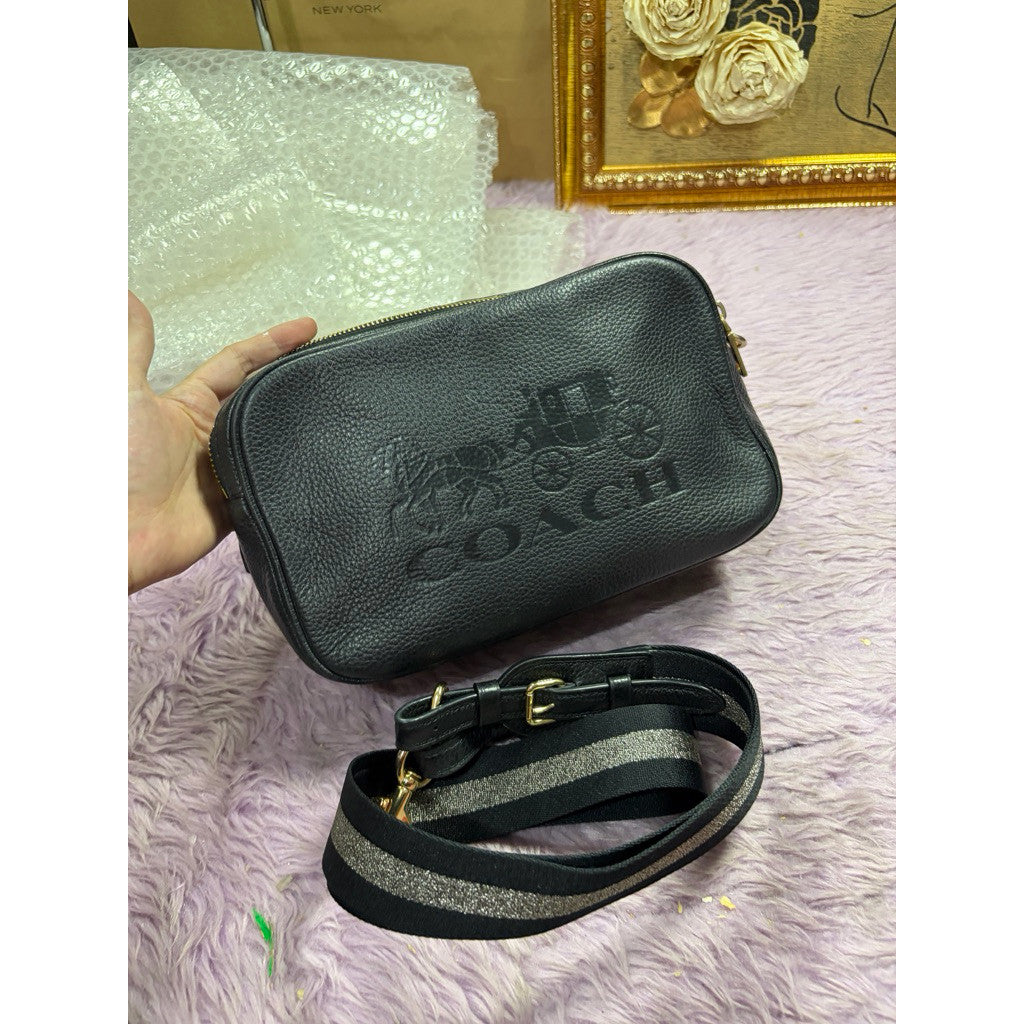 ORIG Preloved CCH Jes Crossbody Carriage Logo Black Camera Double Zip Bag