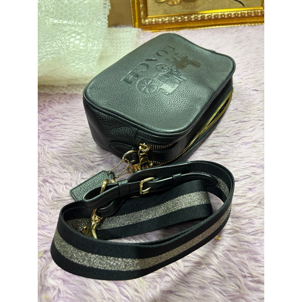 ORIG Preloved CCH Jes Crossbody Carriage Logo Black Camera Double Zip Bag