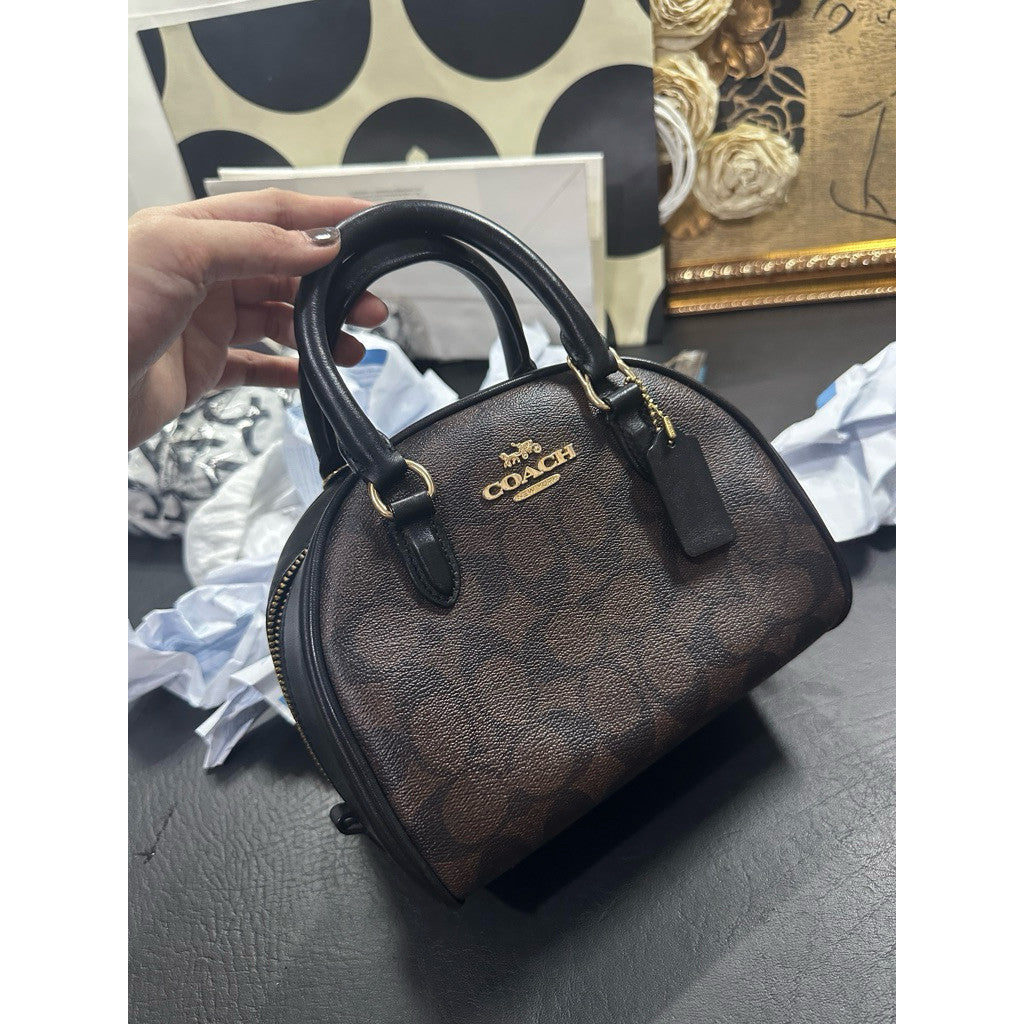 ORIG Preloved CCH Sydney Satchel Small Brown Bag In Signature Canvas