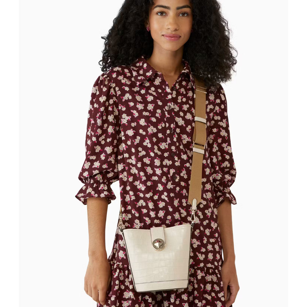 ORIG & IMPORTED KS Audrey Mini Bucket Beige Croc Bag
