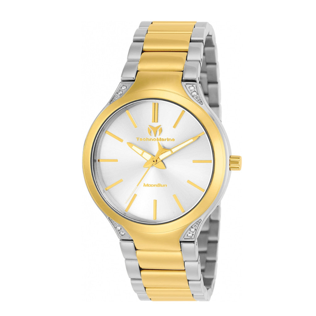 ORIG & IMPORTED Technomarine MoonSun TM-117033 38mm Silver/Gold Lady's Watch