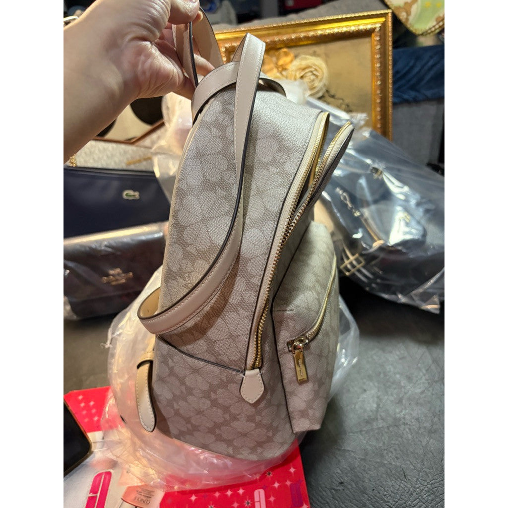 ORIG & IMPORTED KS Flower Medium Backpack Beige Bag