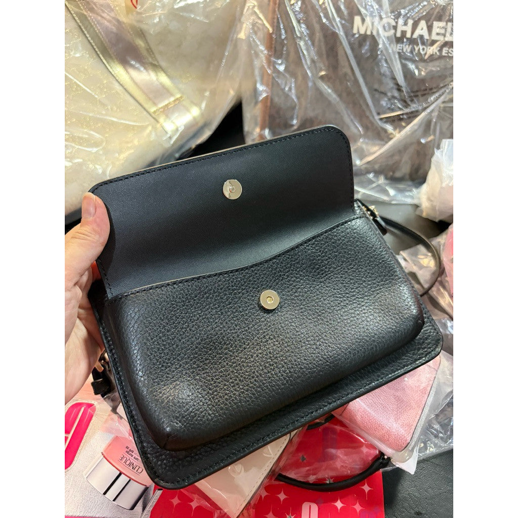 ORIG & IMPORTED KS Leila Small Slim Flap Crossbody Black Bag