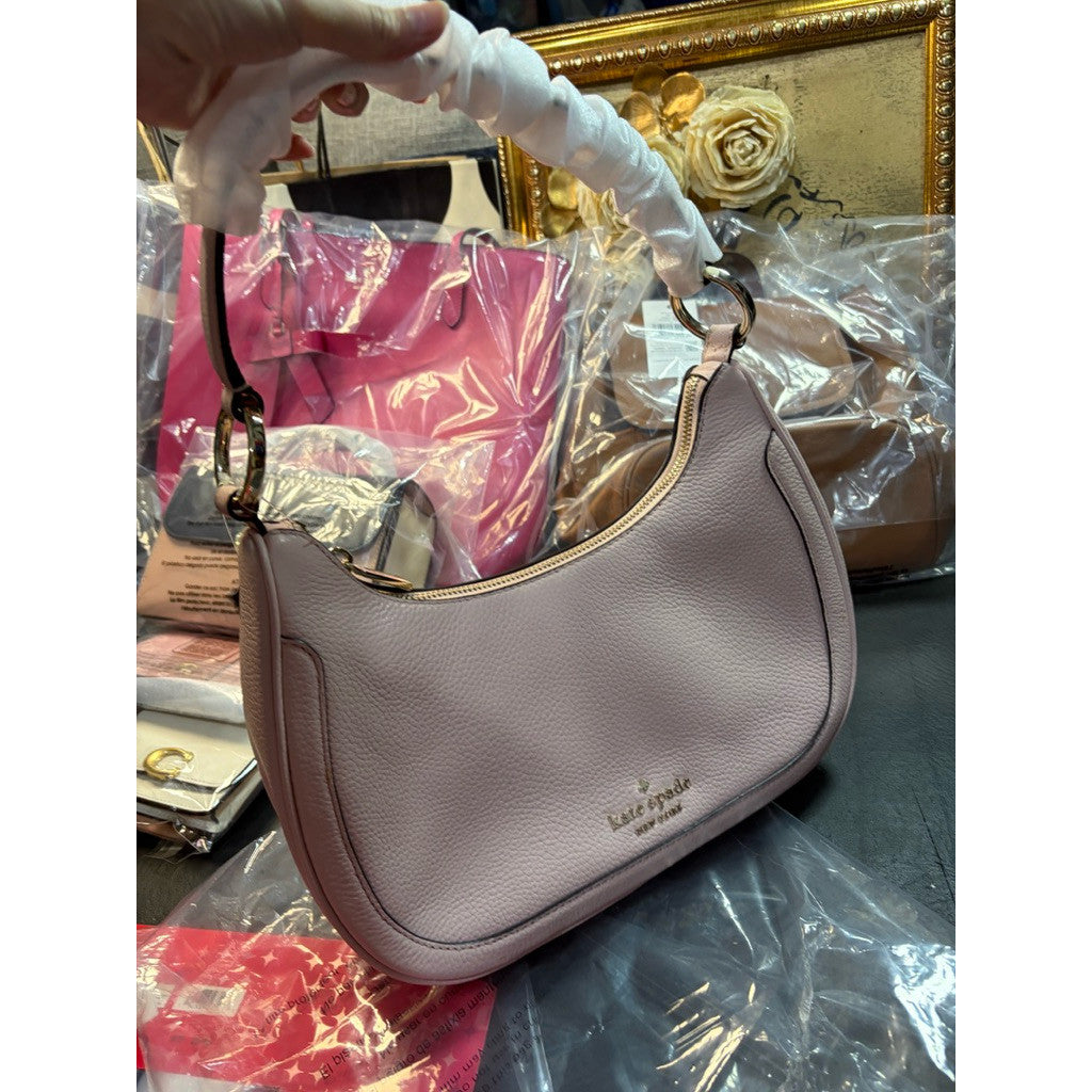 ORIG & IMPORTED KS Leila Pebbled Leather Shoulder Hobo Pink Bag