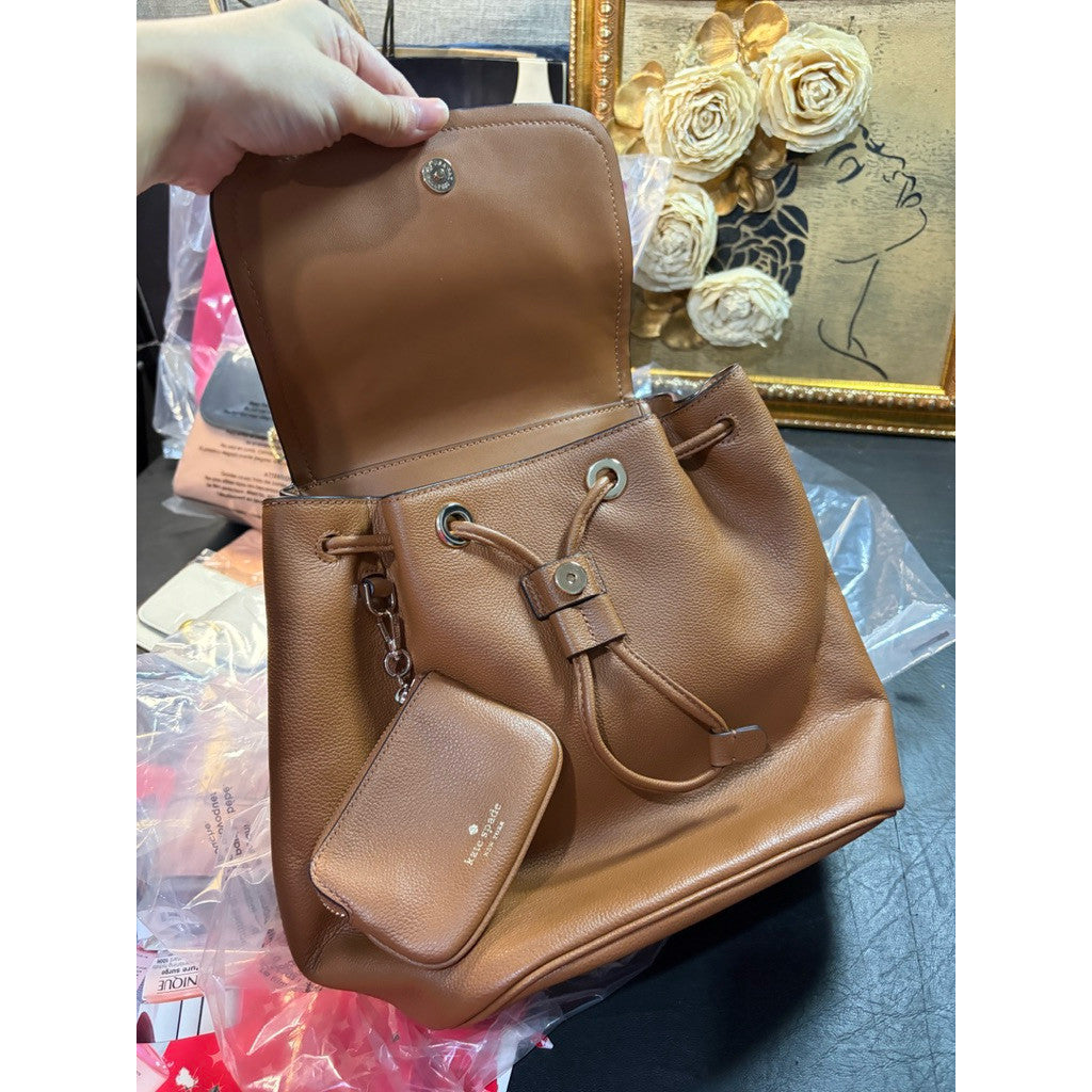 ORIG & IMPORTED KS Rosie Medium Flap Backpack Brown Bag with Wallet