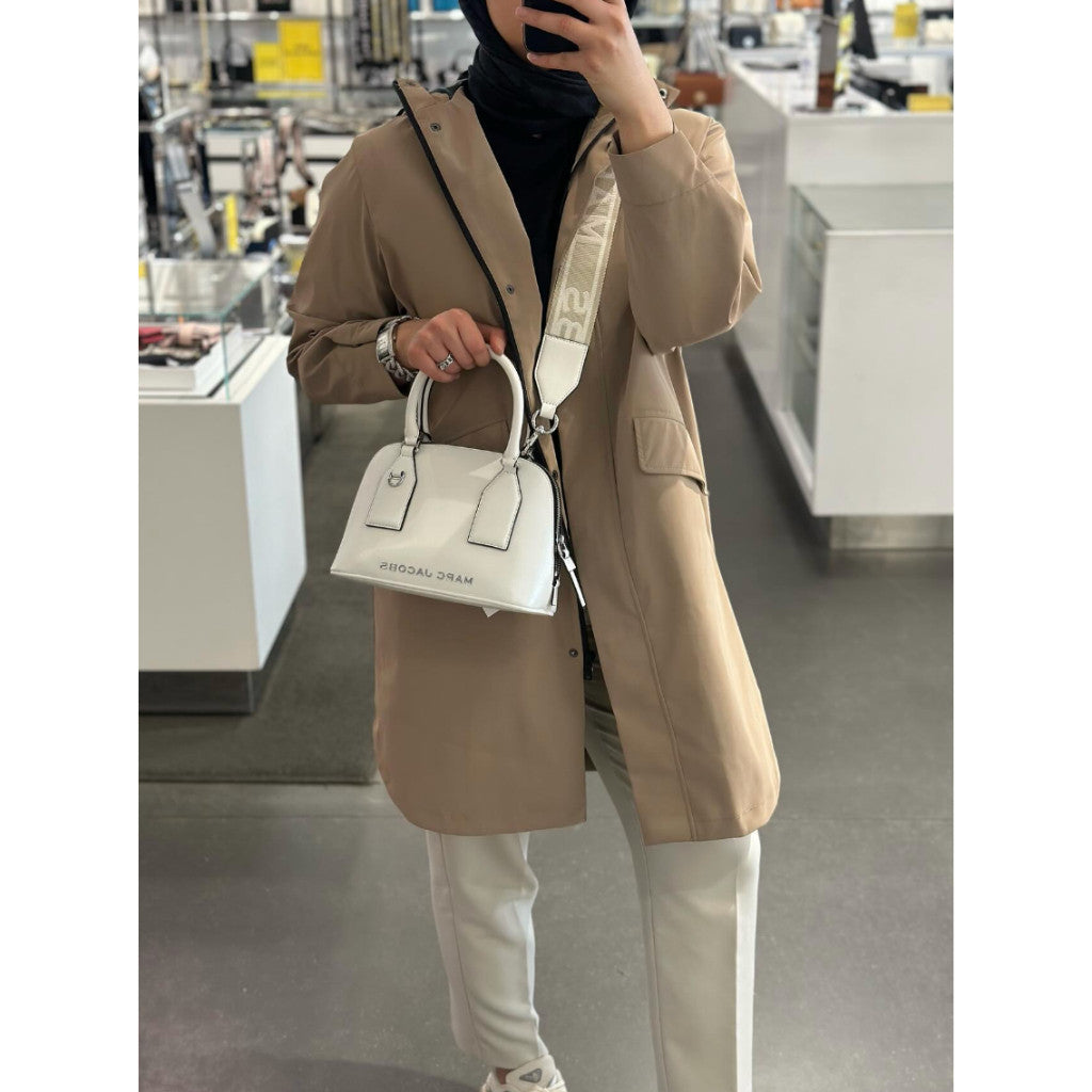 ORIG & IMPORTED MJ Small Leather Dome Satchel Crossbody Bag White