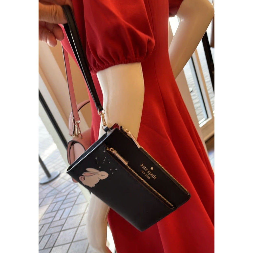 ORIG & IMPORTED KS Bunny Medium Wristlet Black Wallet