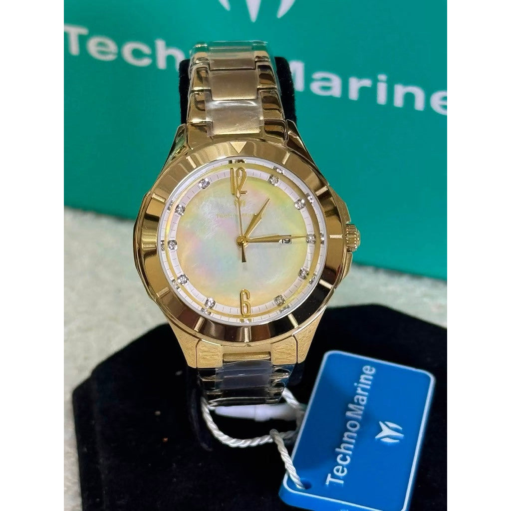 ORIG & IMPORTED Technomarine 33mm LUNA TM-826005 Lady's Gold Watch