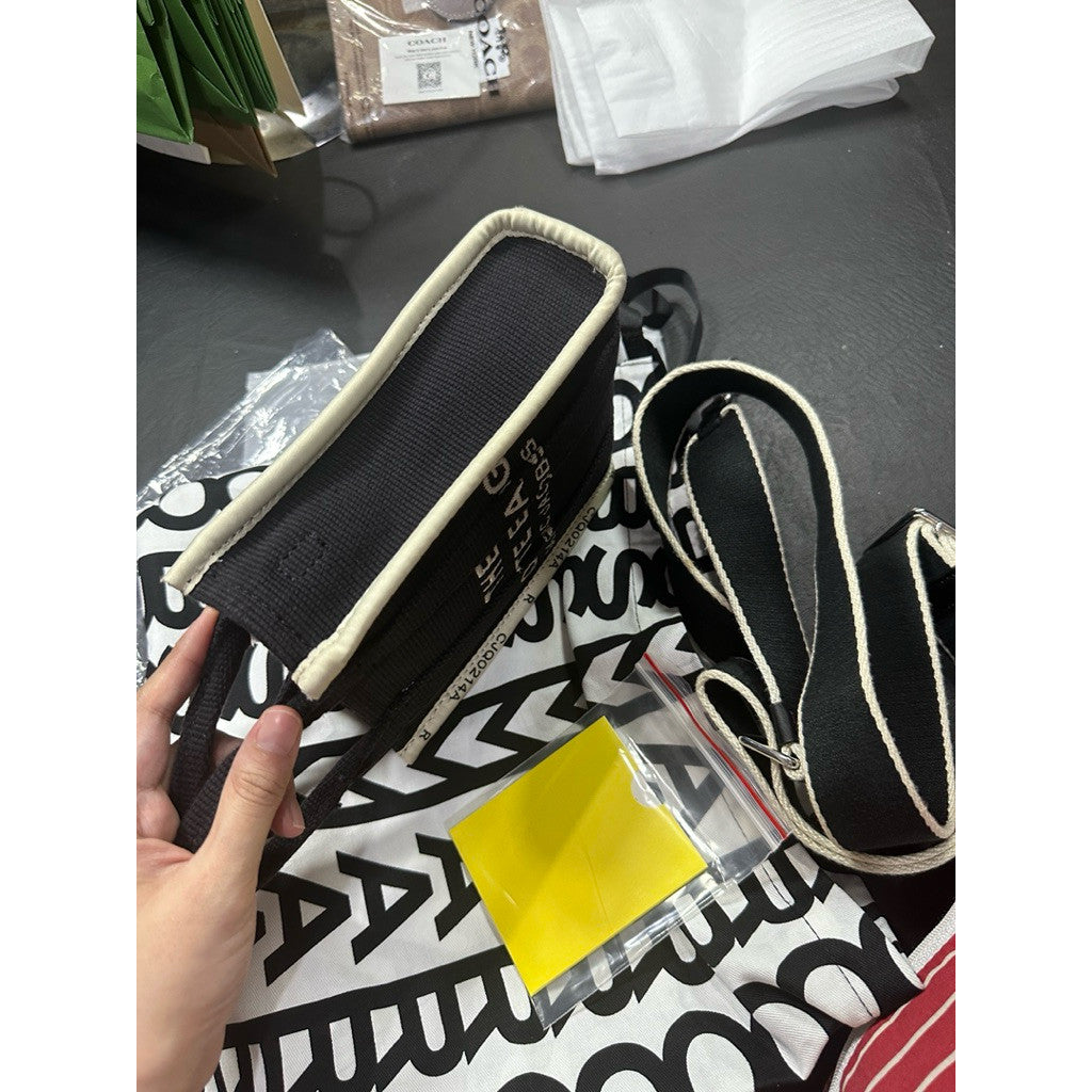 ORIG Preloved MJ The Jacquard Crossbody Mini Tote Phone White Bag Black