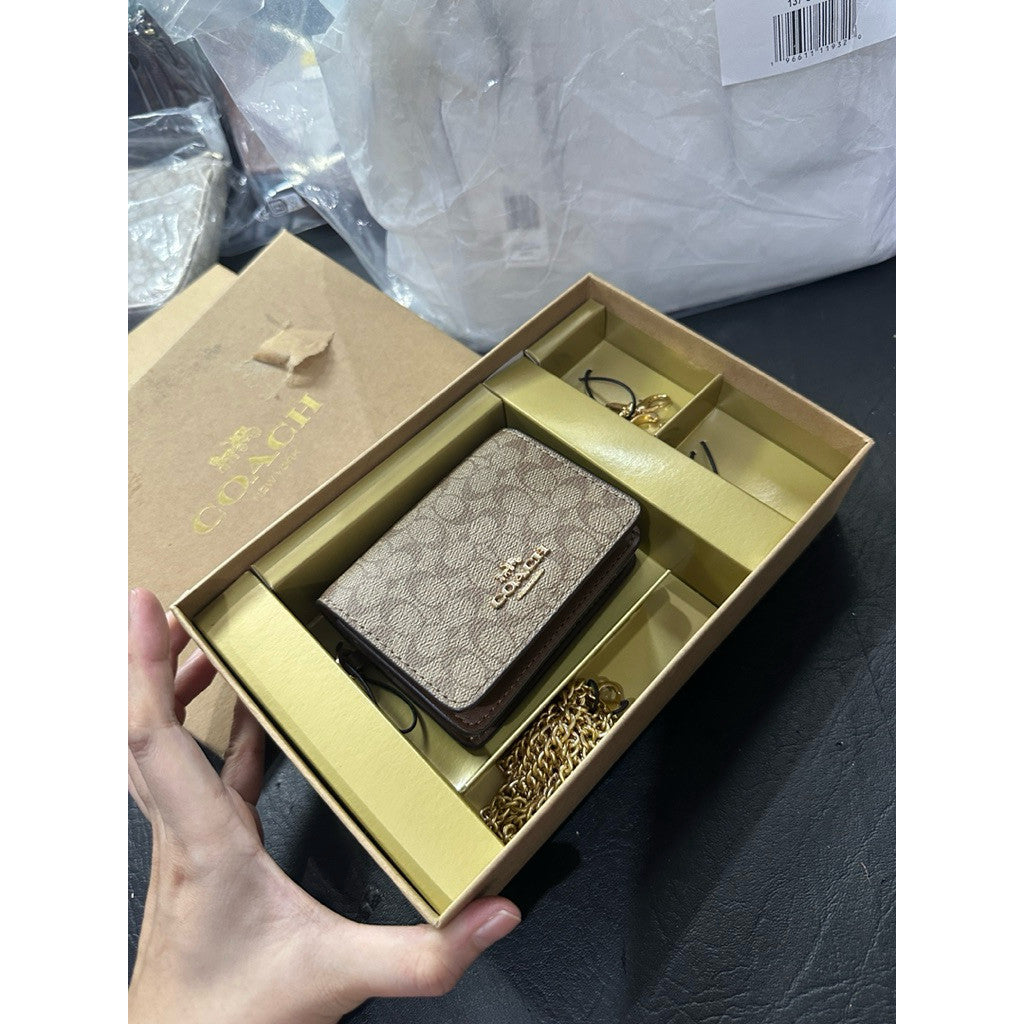 ORIG & IMPORTED CCH Mini Wallet On A Chain Micro Bag in Tan with Charms