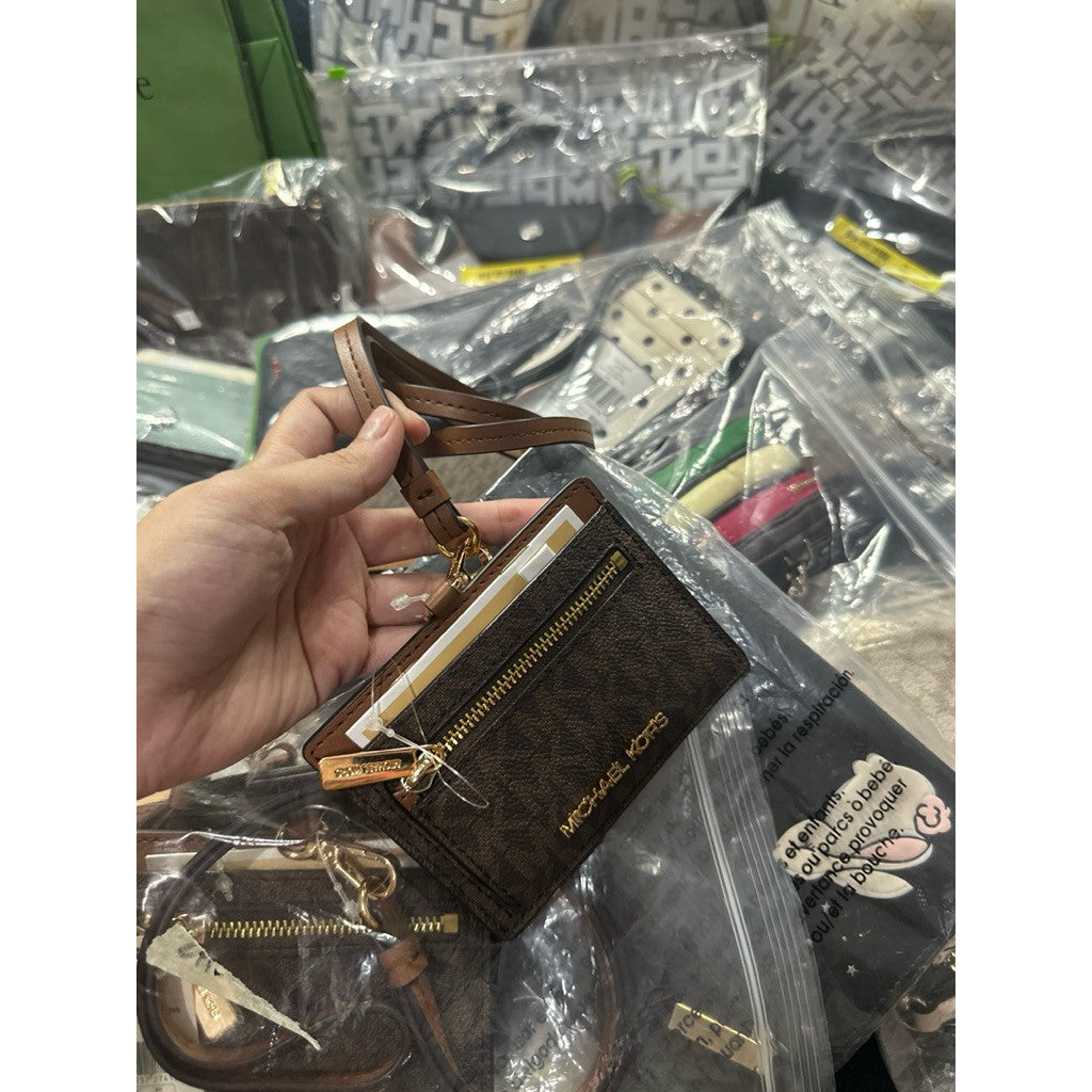 ORIG & IMPORTED MK Card Case ID Lanyard in Signature Brown