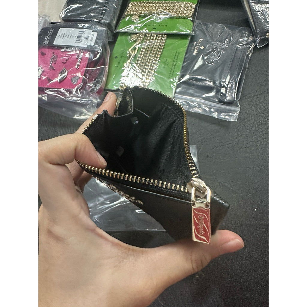 ORIG & IMPORTED KS Madison Small L-Zip Card Holder Wallet in Black