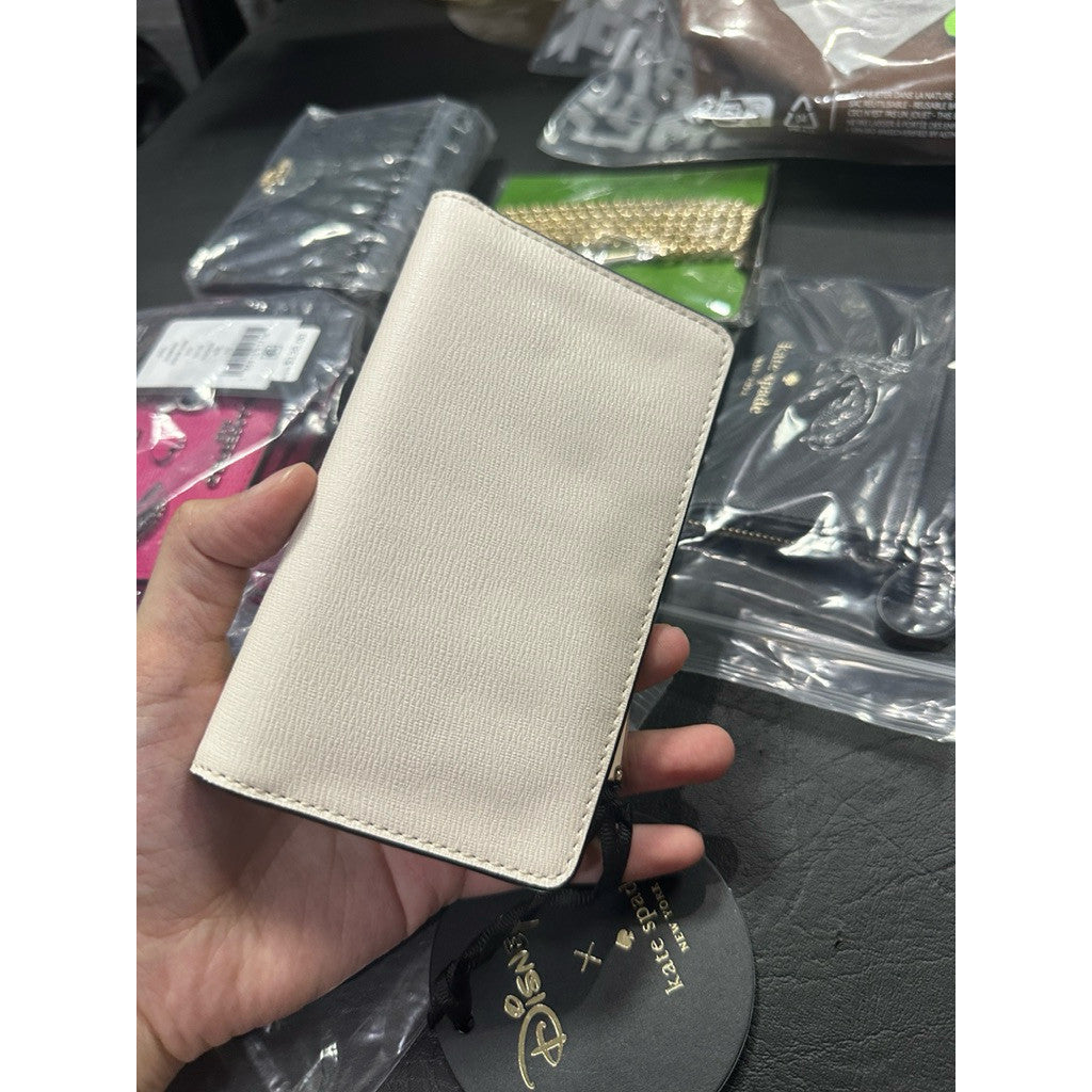 ORIG & IMPORTED KS Disney Minnie Mouse Small Slim Bifold White/Black Wallet