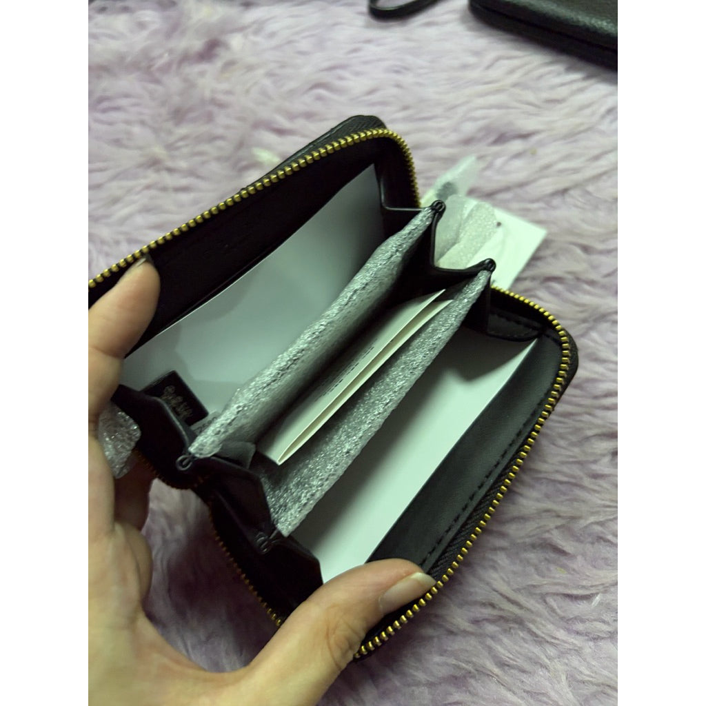 ORIG & IMPORTED CCH Retail Essential Small Zip Around Card Case Black Wallet Quilted