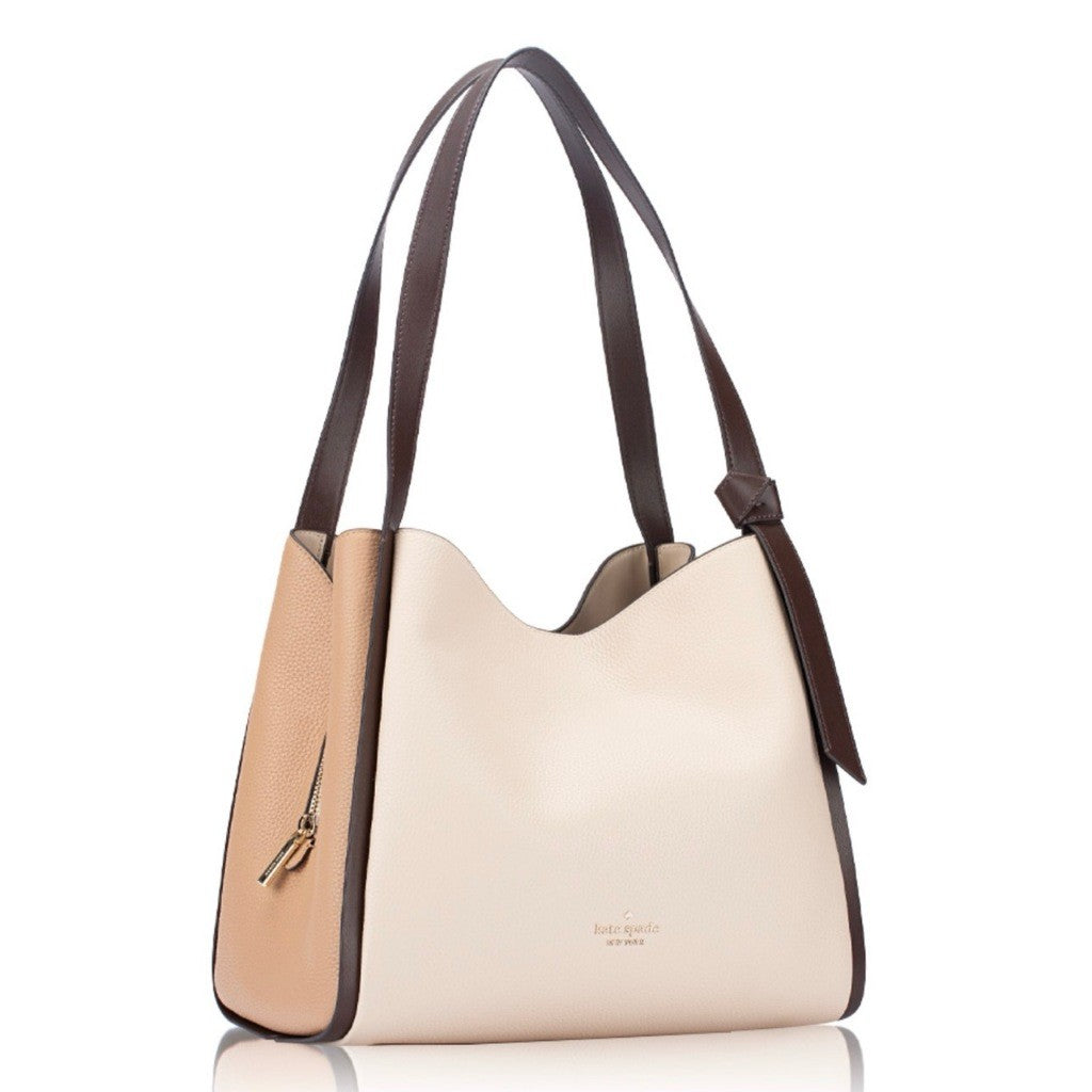 ORIG & IMPORTED KS Knott Colorblock Convertible Carryall Satchel Beige Bag