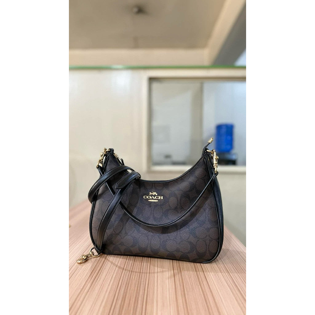 ORIG Preloved RARE CCH Teri Hobo Brown Bag In Signature Canvas