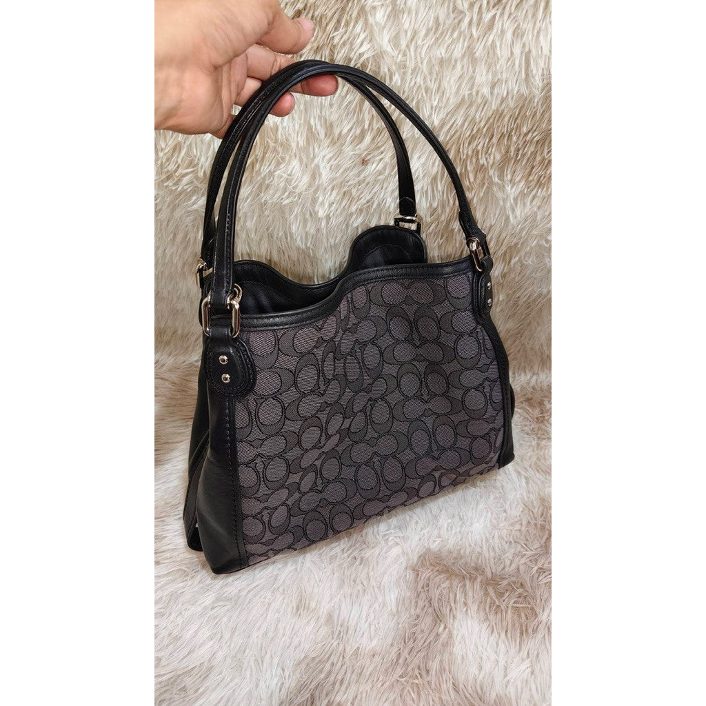 ORIG Preloved Coach Edie Signature Jacquard 28 Shoulder Bag, Black