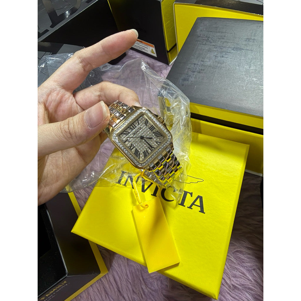 ORIG & IMPORTED Invicta Angel Quartz Crystal Gold/Silver 28mm 48996 Ladies Watch