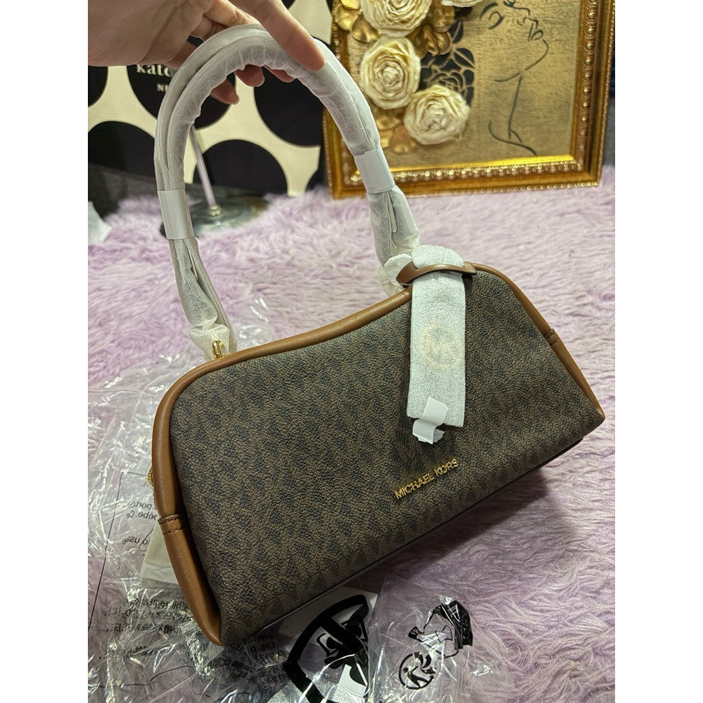ORIG & IMPORTED MK Cecily Small Signature Logo Shoulder Bag White/Brown