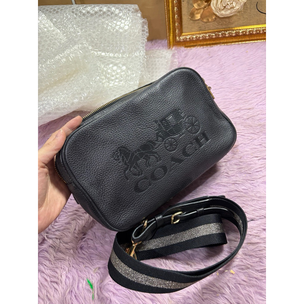 ORIG Preloved CCH Jes Crossbody Carriage Logo Black Camera Double Zip Bag