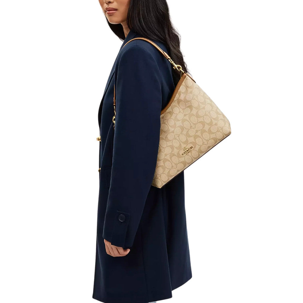 ORIG & IMPORTED CCH Medium Laurel Shoulder Bag In Light Khaki/Light Saddle
