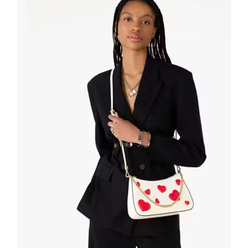 ORIG & IMPORTED KS Madison Puffy Heart Convertible Crossbody White Chain Bag