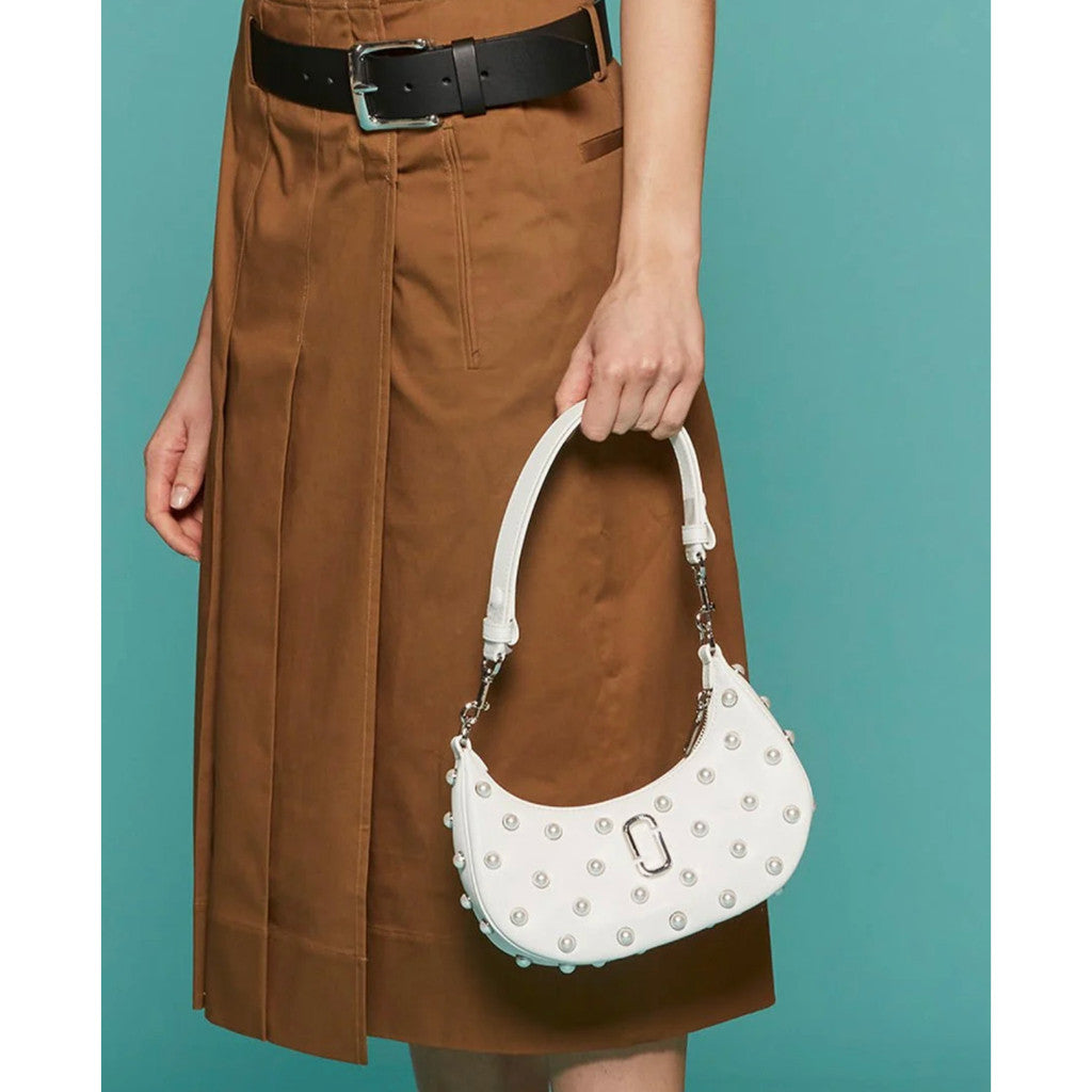 ORIG & IMPORTED MJ The Curve Shoulder Hobo White Bag with pearls