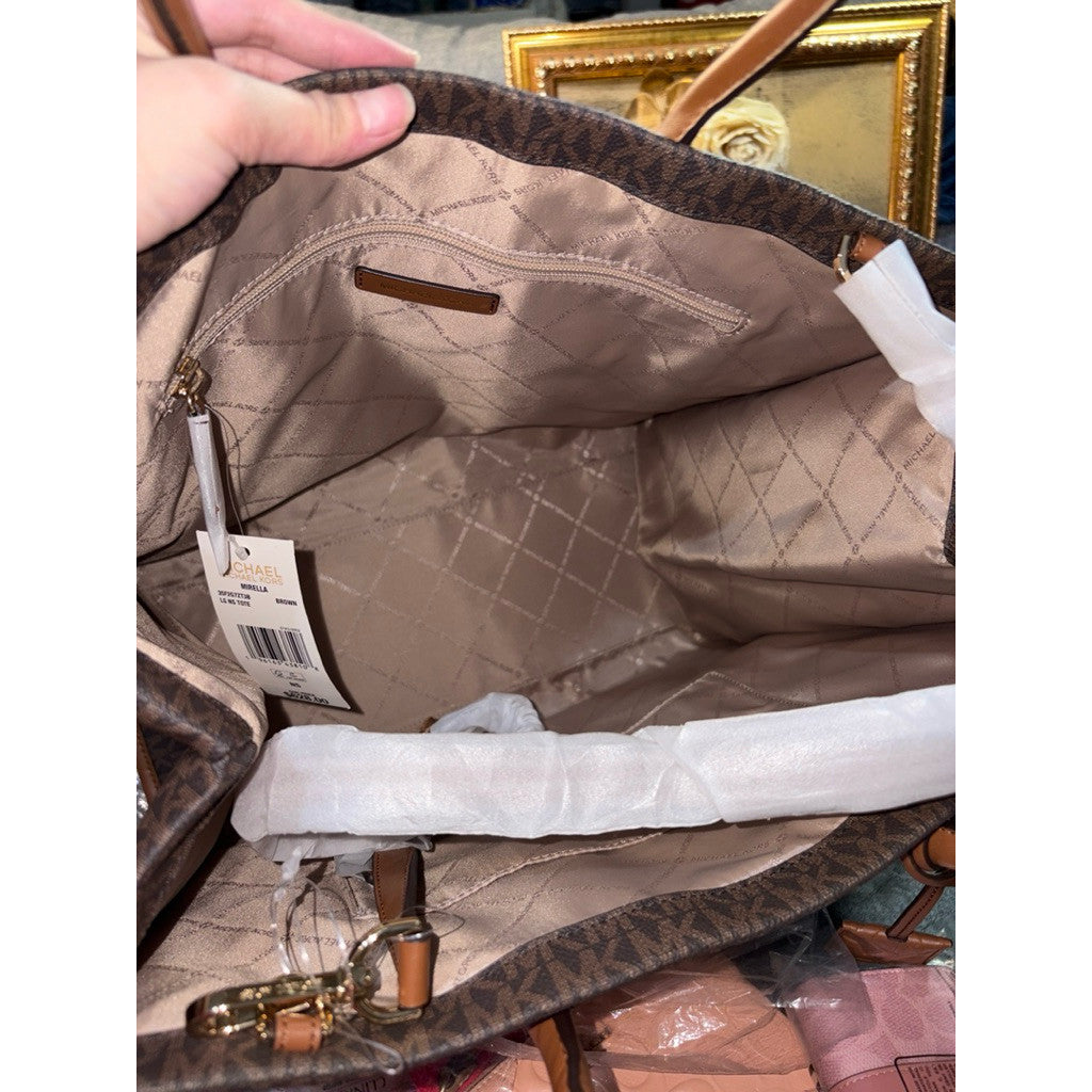 ORIG & IMPORTED MK Mirella Large Book Travel Tote in Signature Brown Bag