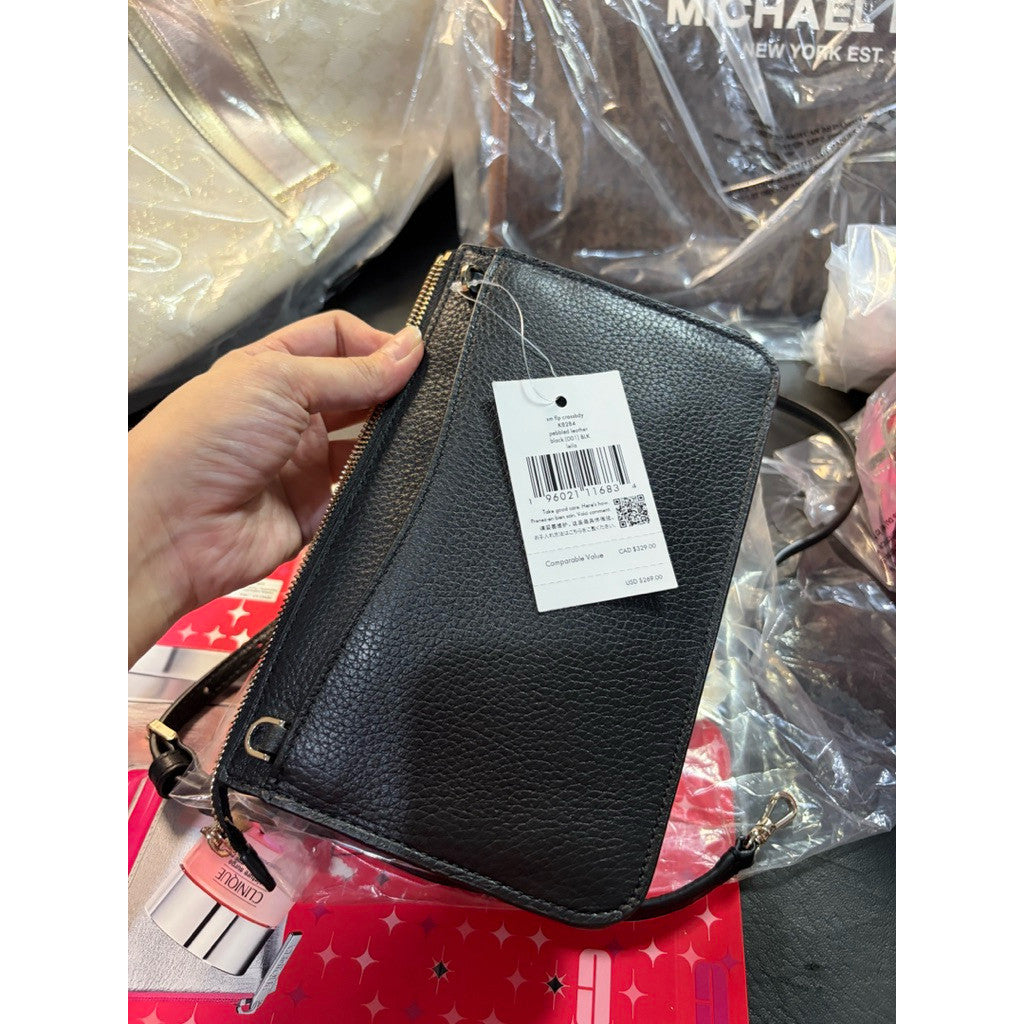 ORIG & IMPORTED KS Leila Small Slim Flap Crossbody Black Bag