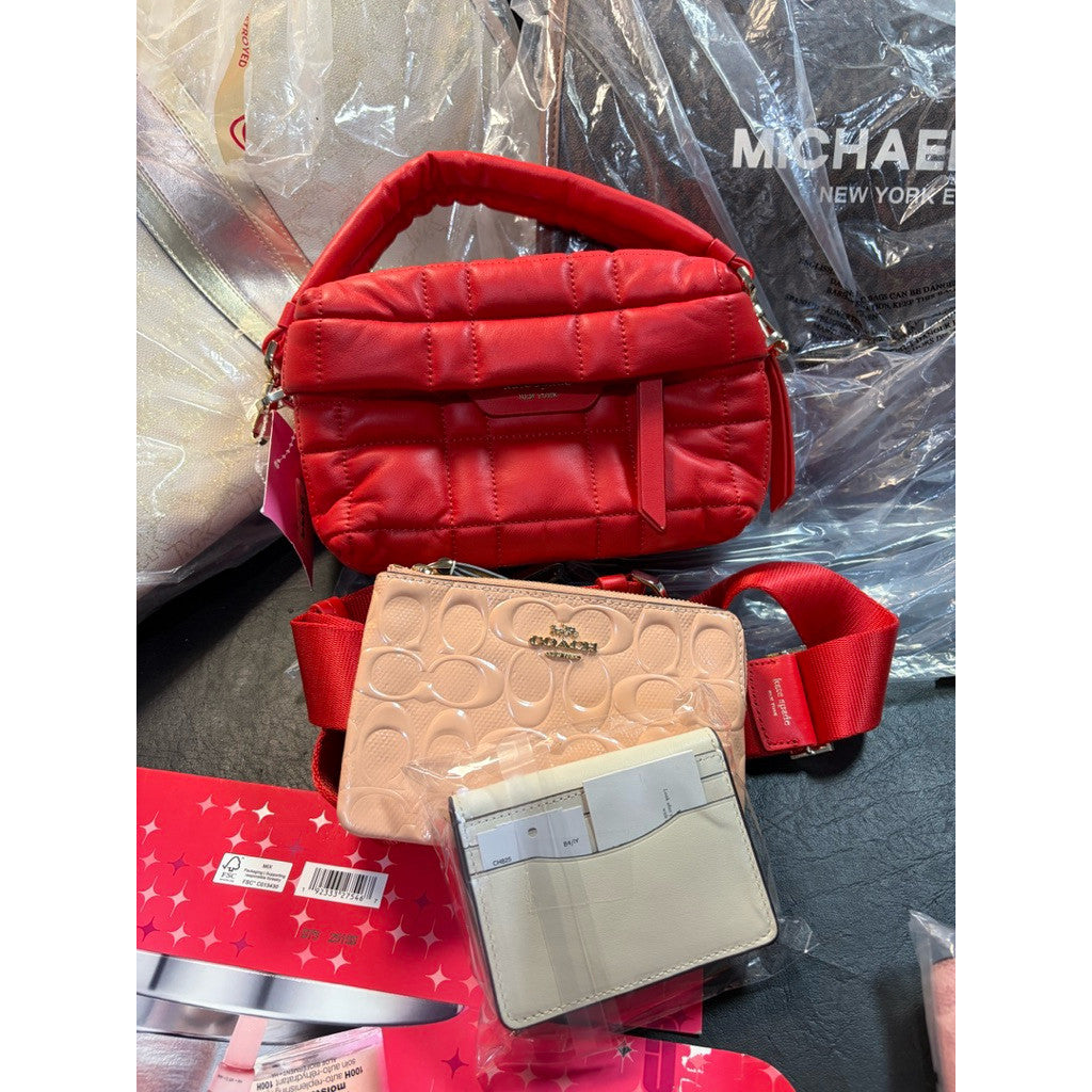 ORIG & IMPORTED KS Softwhere Quilted Leather Small Convertible Crossbody Red Bag