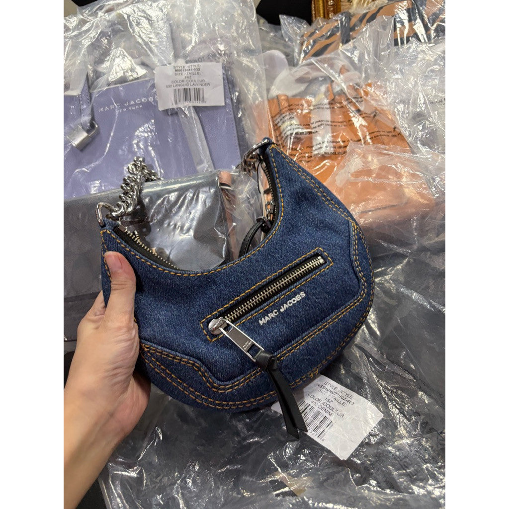 ORIG & IMPORTED MJ Denim Cruiser Mini Crescent Crossbody Shoulder Navy Blue Bag
