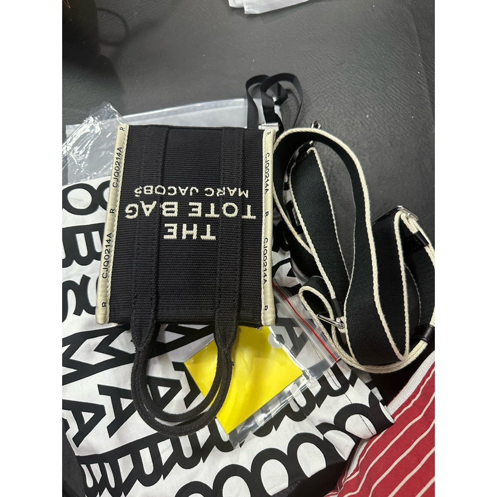 ORIG Preloved MJ The Jacquard Crossbody Mini Tote Phone White Bag Black
