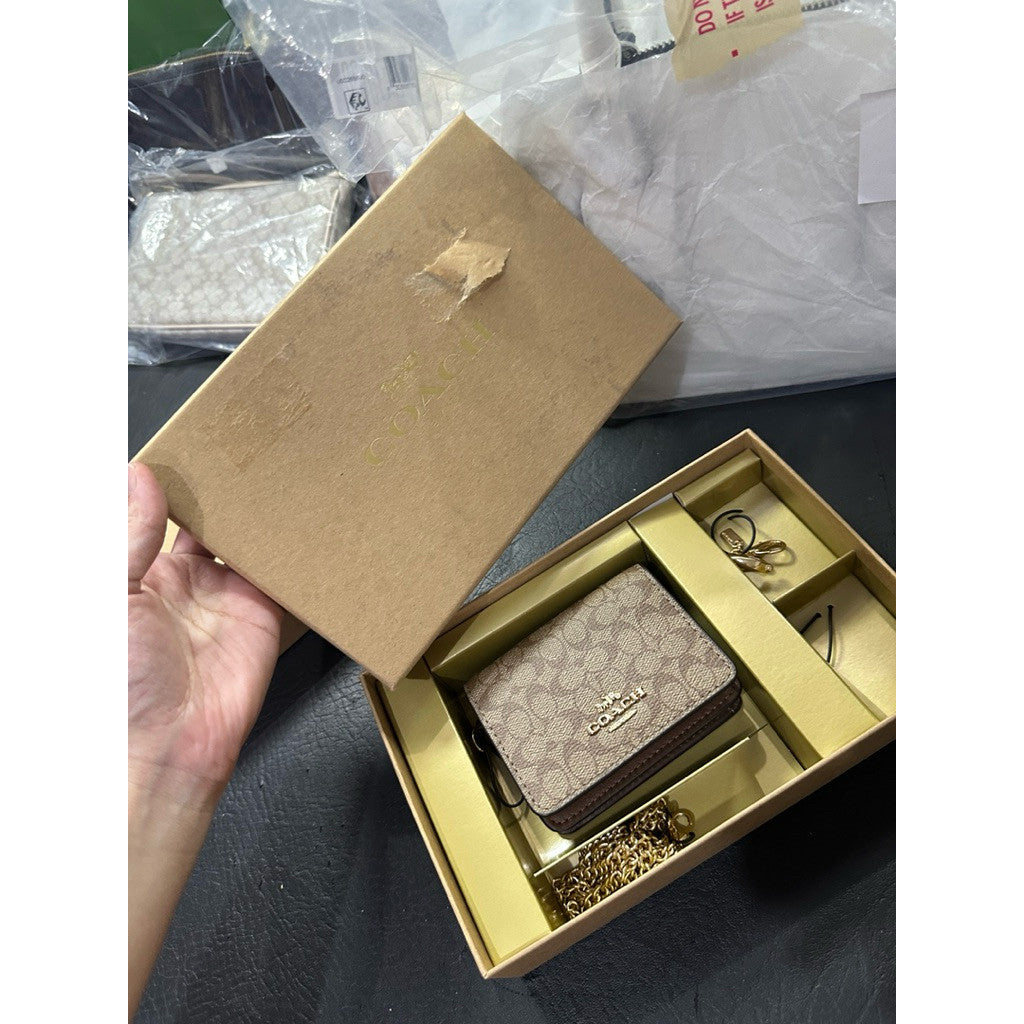 ORIG & IMPORTED CCH Mini Wallet On A Chain Micro Bag in Tan with Charms