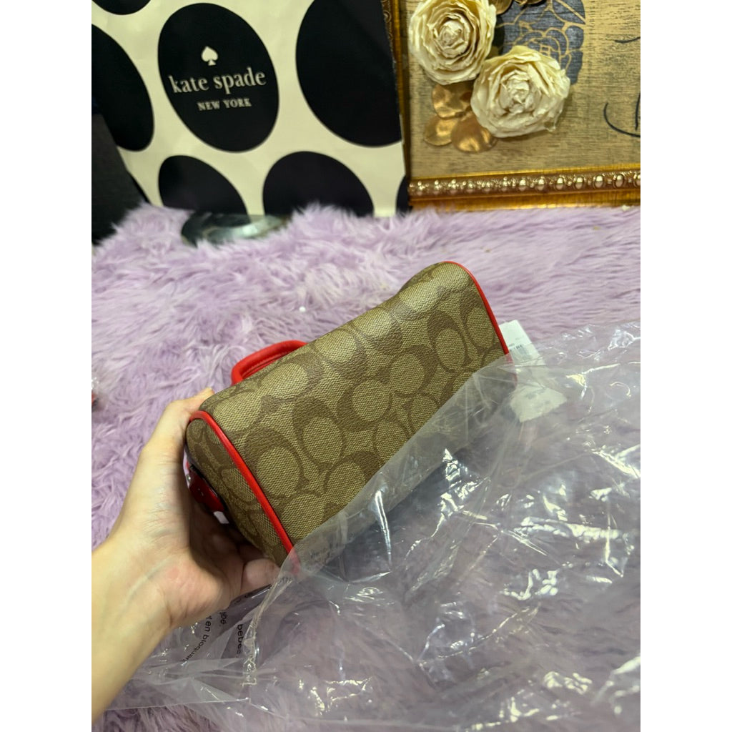 ORIG & IMPORTED CCH Mini Rowan Crossbody Small Bag in Khaki Brown/Miami Red