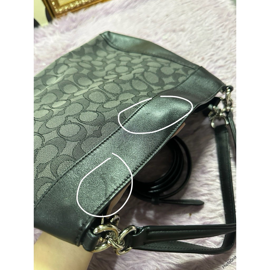 ORIG Preloved CCH Small Lexy Shoulder Black Signature Canvas Bag