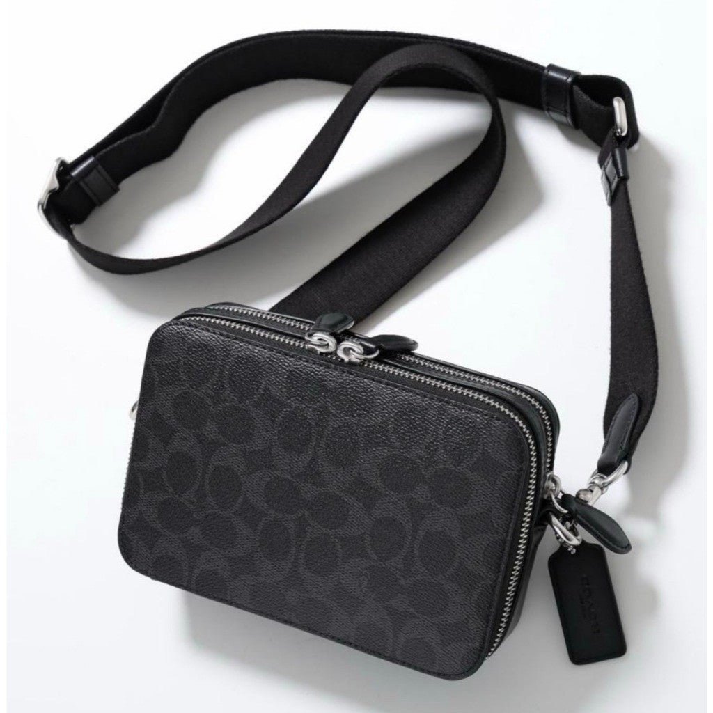 ORIG & IMPORTED Coach Retail Charter 19 Silver Hardware Crossbody Men's Black Bag