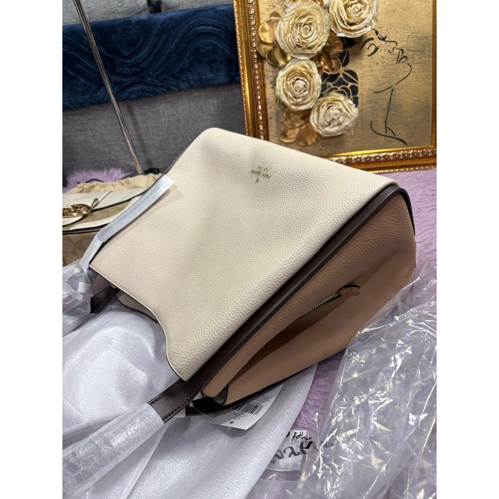 ORIG & IMPORTED KS Knott Colorblock Convertible Carryall Satchel Beige Bag