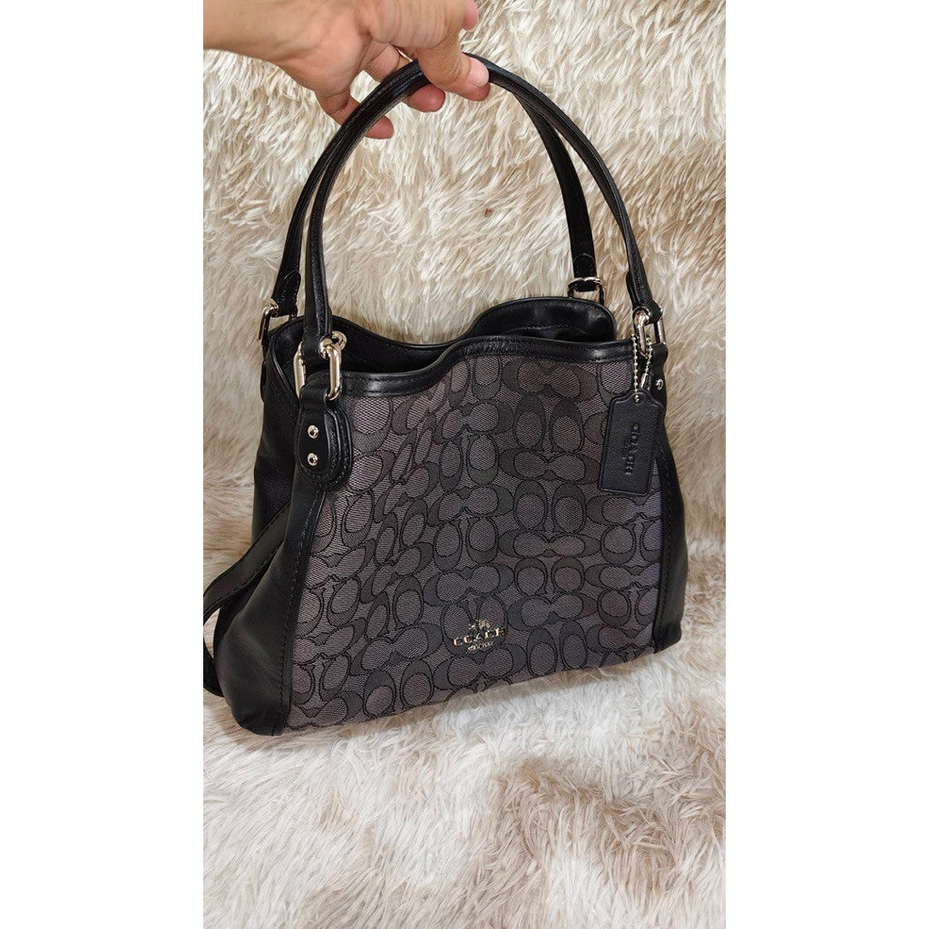ORIG Preloved Coach Edie Signature Jacquard 28 Shoulder Bag, Black