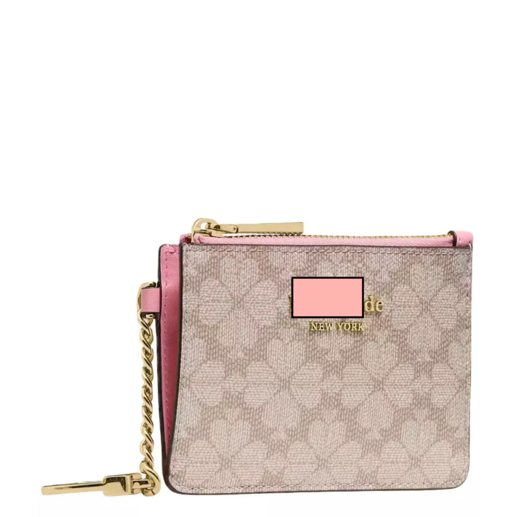 ORIG KSNY Small Wallet with Key Ring Card Holder Pink/Black