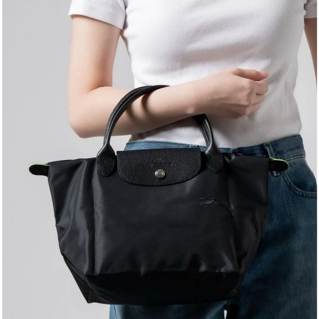 ORIG & IMPORTED ALL BLACK Longchamp LC Le Pliage Nylon Tote Bag