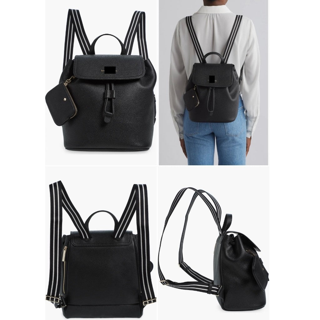 ORIG & IMPORTED KS Rosie Flap Backpack Black Bag with Wallet