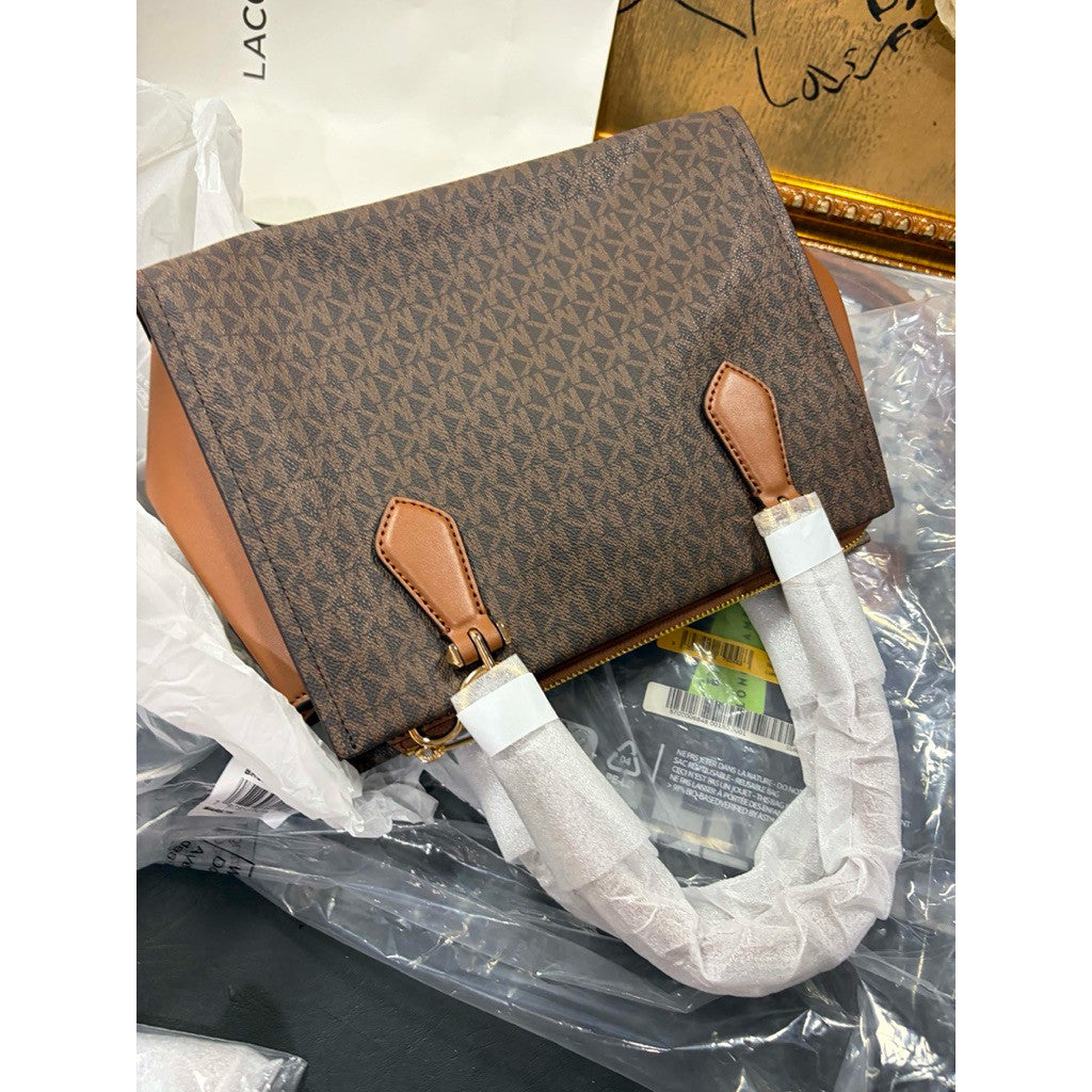 ORIG & IMPORTED MK Marilyn Medium Signature Logo Convertible Satchel Brown Bag