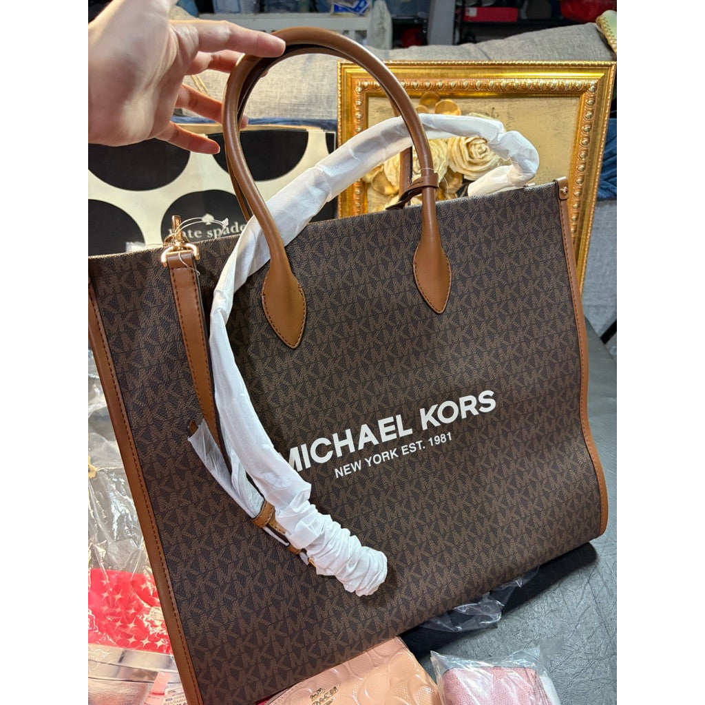 ORIG & IMPORTED MK Mirella Large Book Travel Tote in Signature Brown Bag