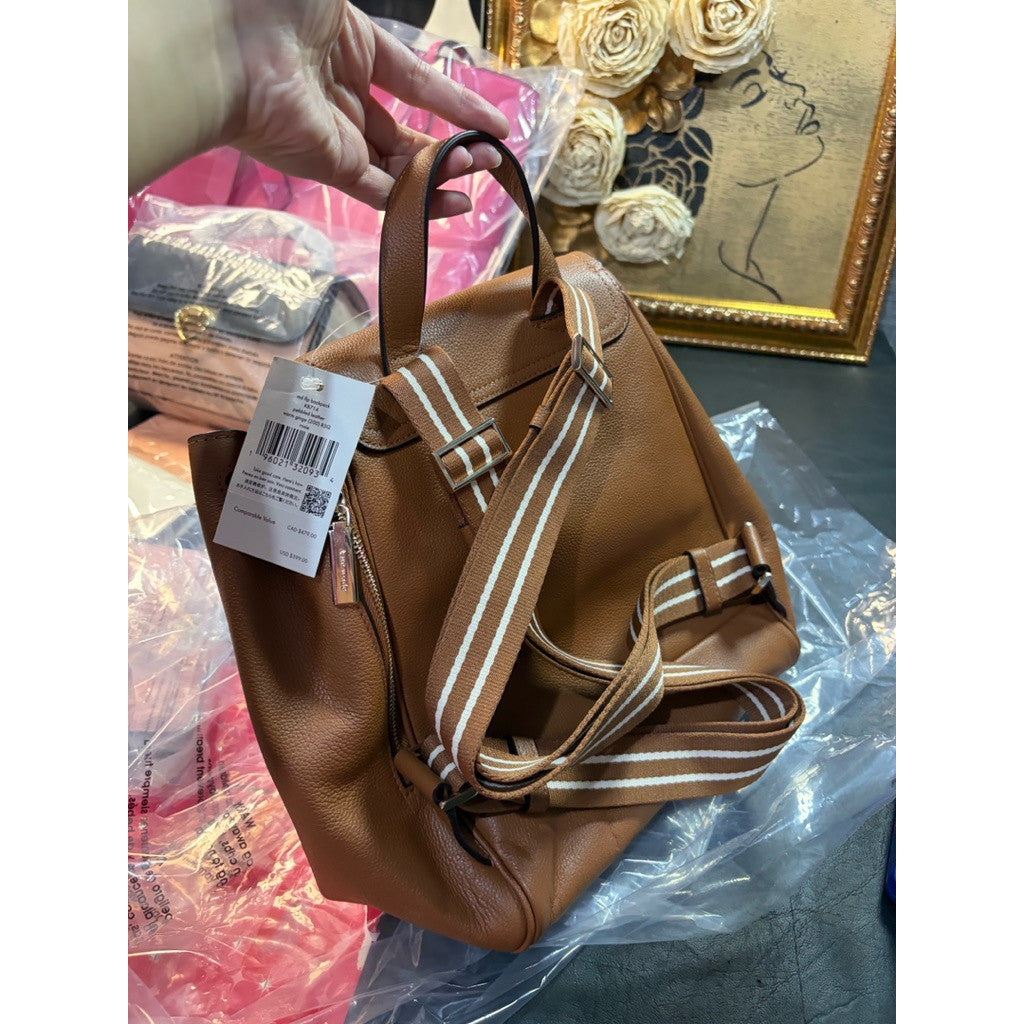 ORIG & IMPORTED KS Rosie Medium Flap Backpack Brown Bag with Wallet