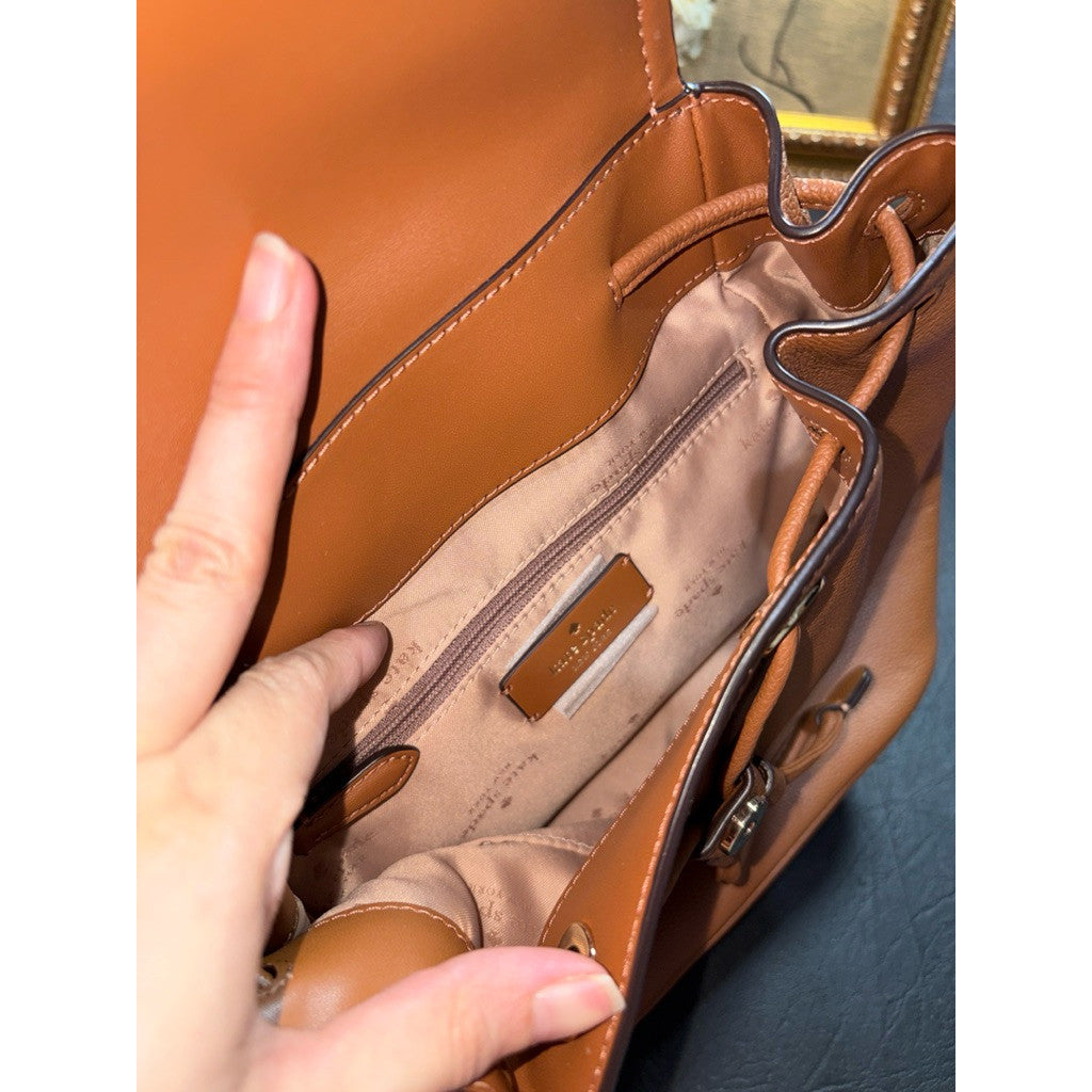 ORIG & IMPORTED KS Rosie Medium Flap Backpack Brown Bag with Wallet