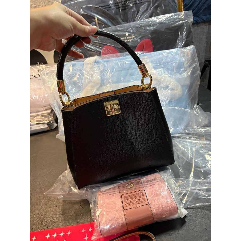 ORIG & IMPORTED KS Phoebe Mini and Small Top Handle Bucket Black Bag